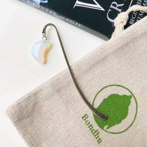 Opalite Crescent Moon Stone Pendant Read Bookmark